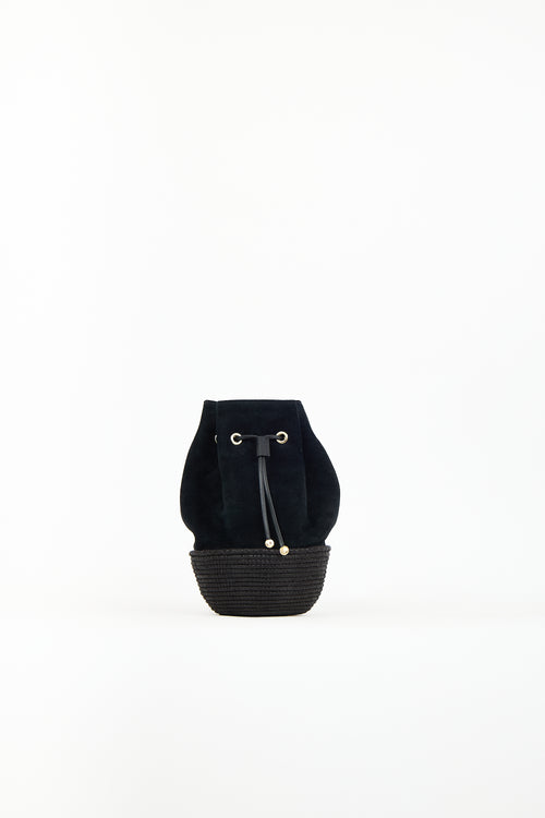 Cesta Black Suede 
Sisal Bucket Bag