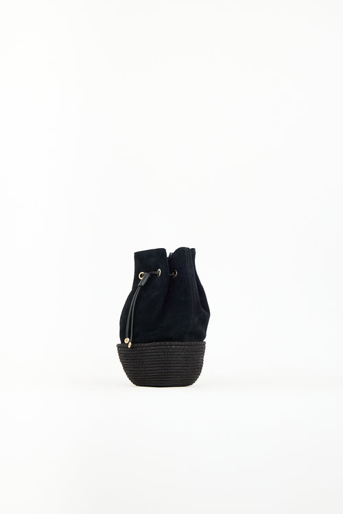 Cesta Black Suede 
Sisal Bucket Bag