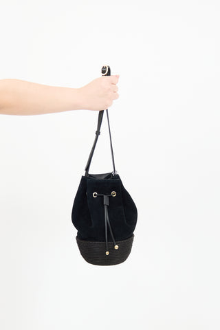 Cesta Black Suede 
Sisal Bucket Bag