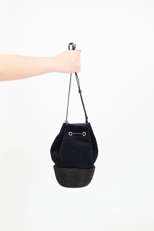 Cesta Black Suede 
Sisal Bucket Bag