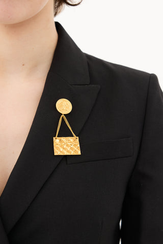 Chanel 1990s Gold Coin Flap Bag Brooch