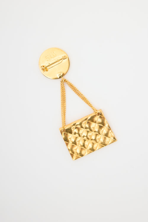 Chanel 1990s Gold Coin Flap Bag Brooch