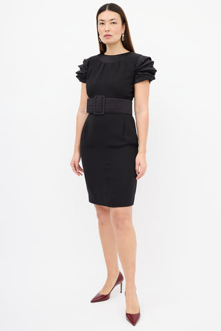 Chanel Fall 2008 Black Silk Quilted Sheath Dress