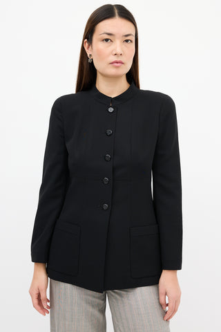 Chanel Fall 1998 Black Wool Stand Collar Blazer