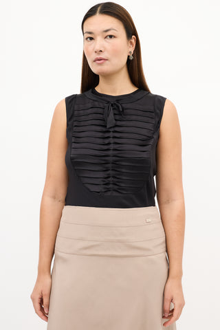 Chanel SS 2006 Black Silk Pleated Sleeveless Top