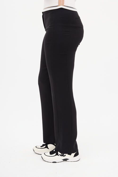 Chanel Spring 2007 Black Silk Straight Leg Trouser