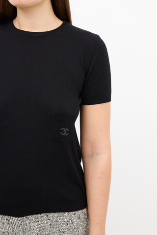 Chanel Fall 2005 Black Wool CC Pocket Top