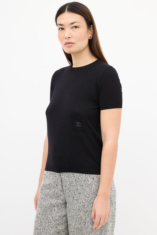 Chanel Fall 2005 Black Wool CC Pocket Top