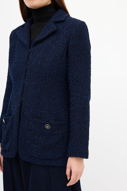 Chanel Navy 
Black Boucle CC Button Jacket