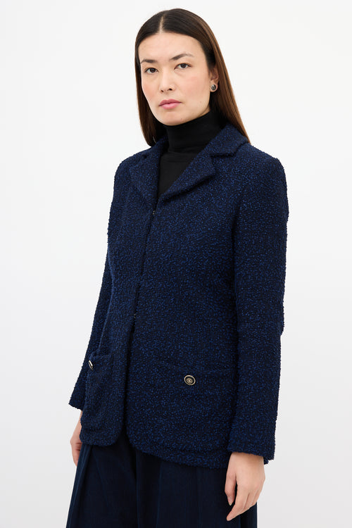 Chanel Navy 
Black Boucle CC Button Jacket