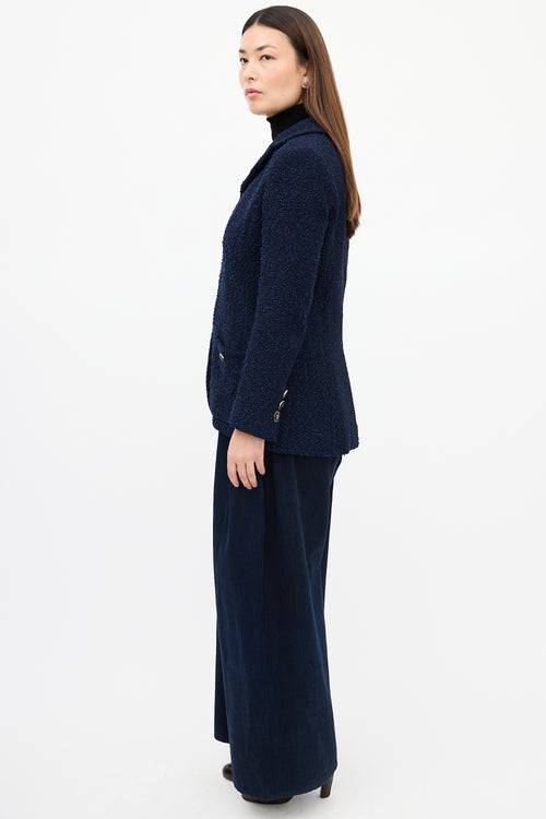 Chanel Navy 
Black Boucle CC Button Jacket