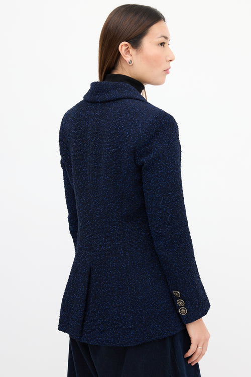 Chanel Navy 
Black Boucle CC Button Jacket