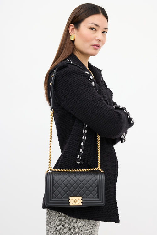 Chanel 2019 Black Leather Medium Boy Bag