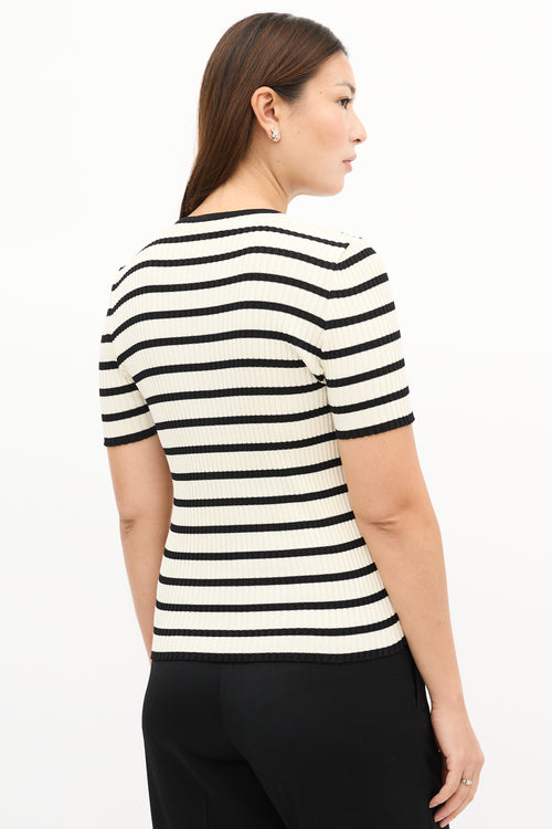 Chanel SS 1998 Cream 
Black Striped CC Top