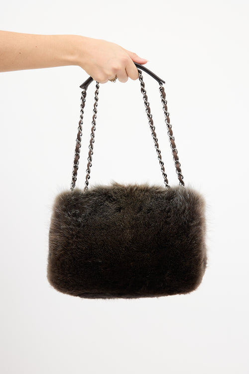 Chanel 2013 Green 
Brown Fur CC Flap Bag