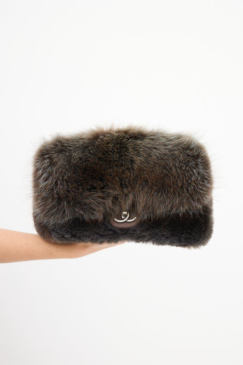 Chanel 2013 Green 
Brown Fur CC Flap Bag