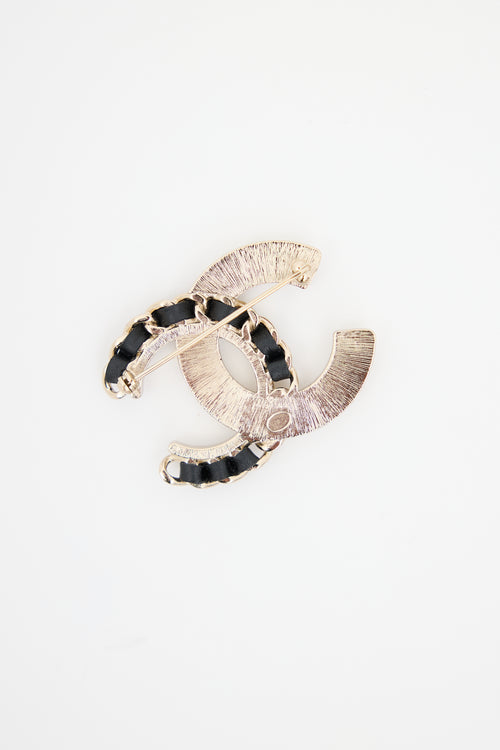 Chanel Fall 2019 Pale Gold Embellished CC Brooch