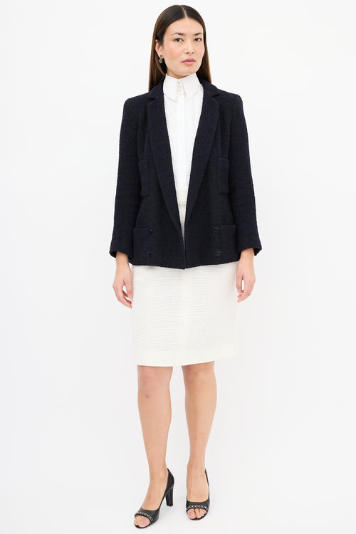 Chanel Resort 2007 Navy Boucle Belted Blazer