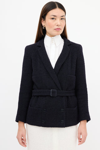 Chanel Resort 2007 Navy Boucle Belted Blazer