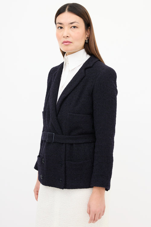 Chanel Resort 2007 Navy Boucle Belted Blazer