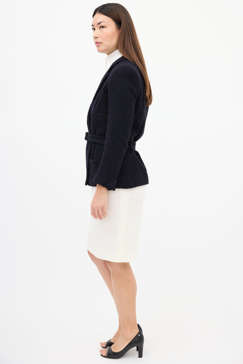 Chanel Resort 2007 Navy Boucle Belted Blazer