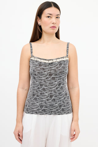 Chanel Fall 2005 Black 
Silver Overlay Tank Top