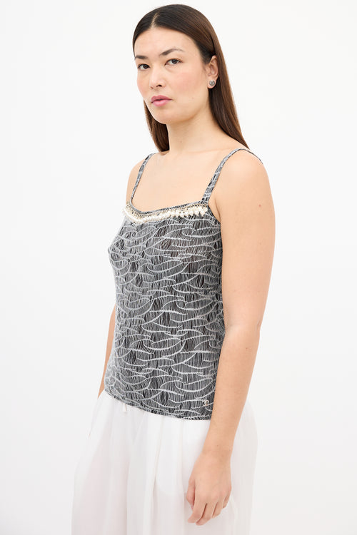 Chanel Fall 2005 Black 
Silver Overlay Tank Top