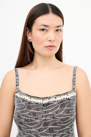 Chanel Fall 2005 Black 
Silver Overlay Tank Top