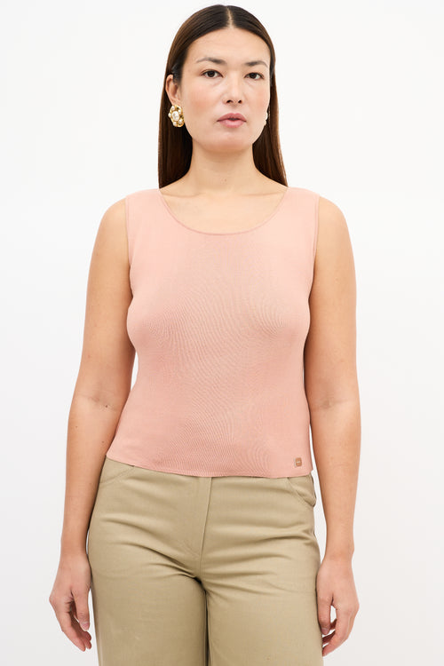 Chanel SS 2002 Pink Cotton Knit Sleeveless Top