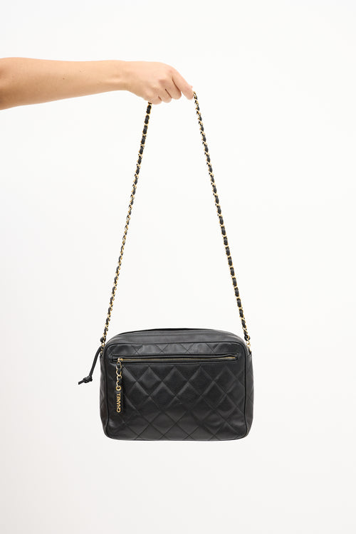 Chanel 1994 Black Quilted Caviar Crossbody Bag