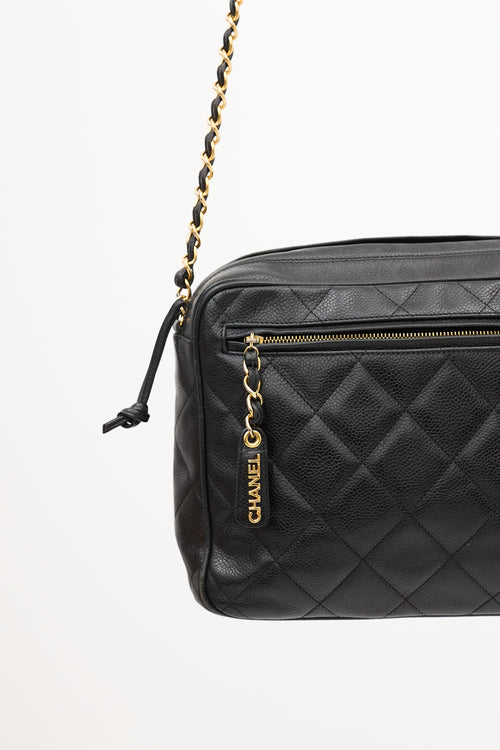 Chanel 1994 Black Quilted Caviar Crossbody Bag