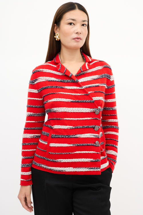 Chanel SS 2020 Red 
Multi Cashmere Striped Cardigan