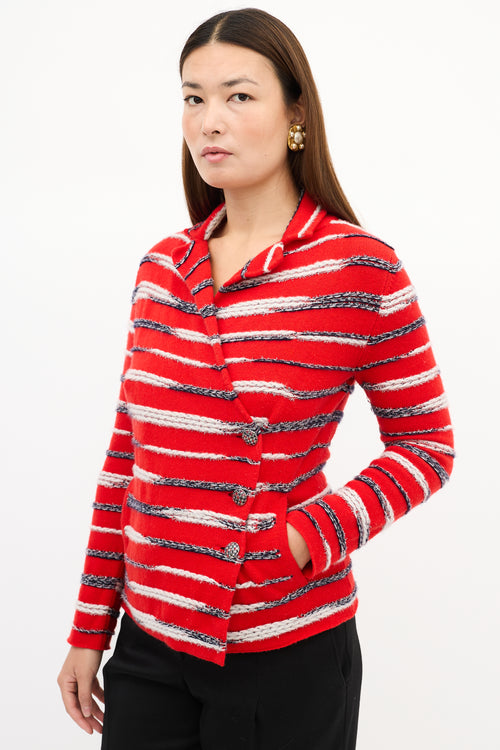 Chanel SS 2020 Red 
Multi Cashmere Striped Cardigan