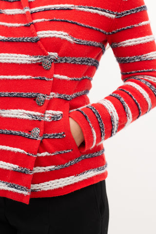 Chanel SS 2020 Red 
Multi Cashmere Striped Cardigan