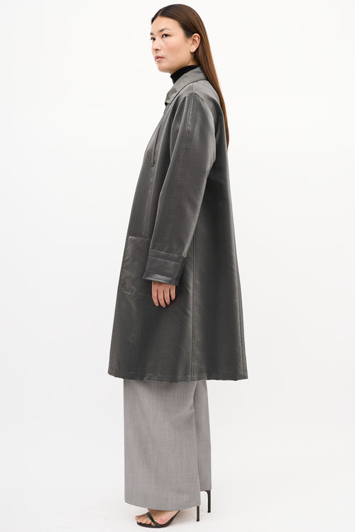 Chanel SS 1999 Dark Grey Shiny Nylon Long Coat