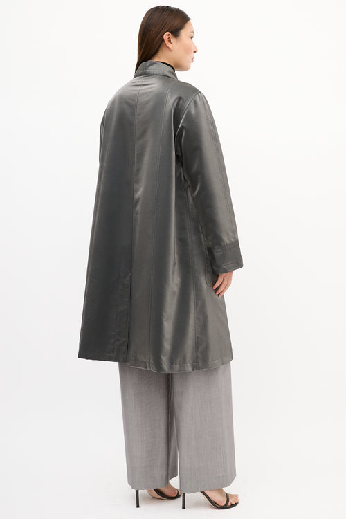 Chanel SS 1999 Dark Grey Shiny Nylon Long Coat