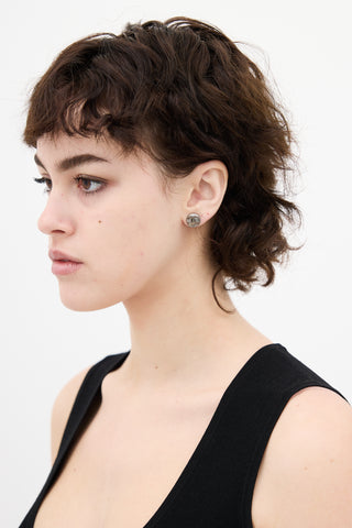 Chanel 2018 Ruthenium CC Circle Stud Earrings