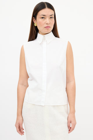 Chanel Fall 2004 White Sleeveless Shirt