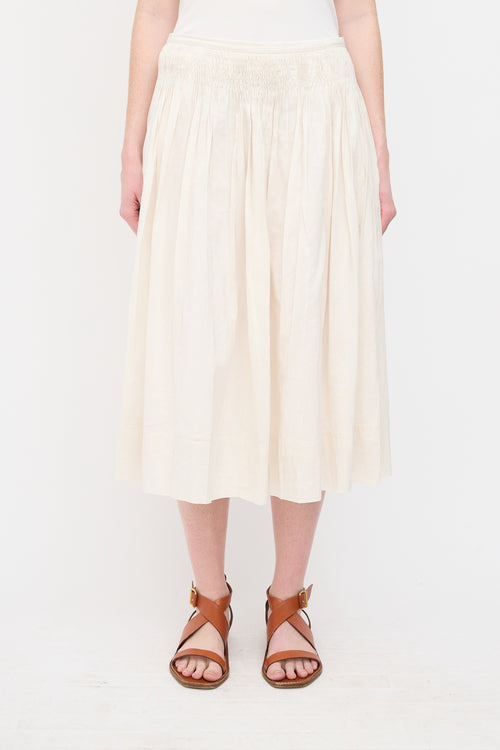 See By Chloé Beige Smocked Midi Skirt