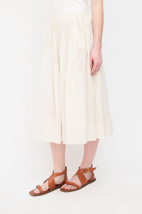 See By Chloé Beige Smocked Midi Skirt