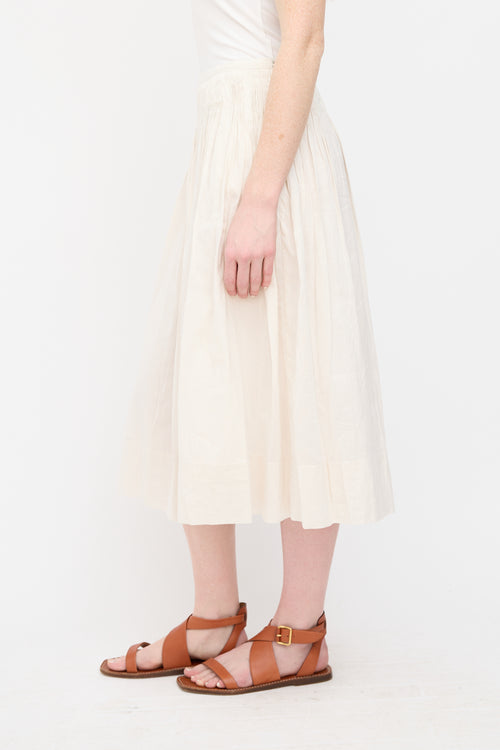 See By Chloé Beige Smocked Midi Skirt