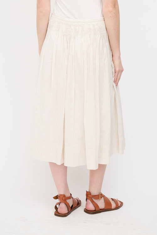 See By Chloé Beige Smocked Midi Skirt