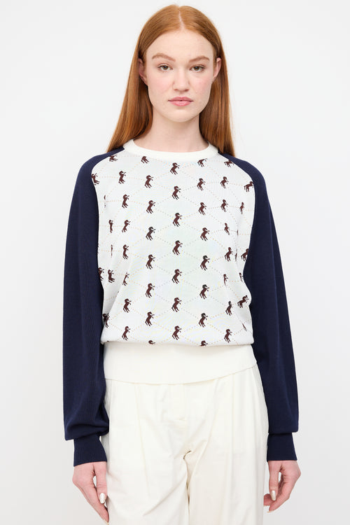 Chloé White 
Navy Stud Intarsia Sweater