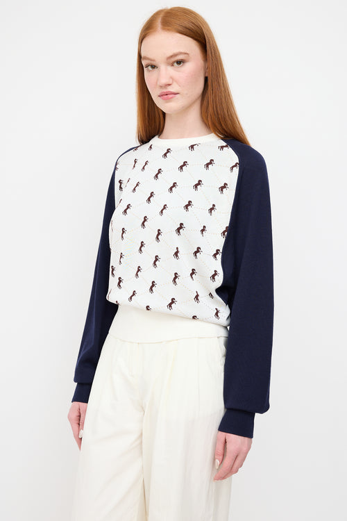 Chloé White 
Navy Stud Intarsia Sweater