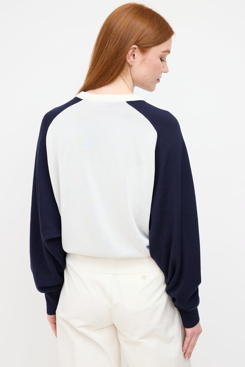 Chloé White 
Navy Stud Intarsia Sweater