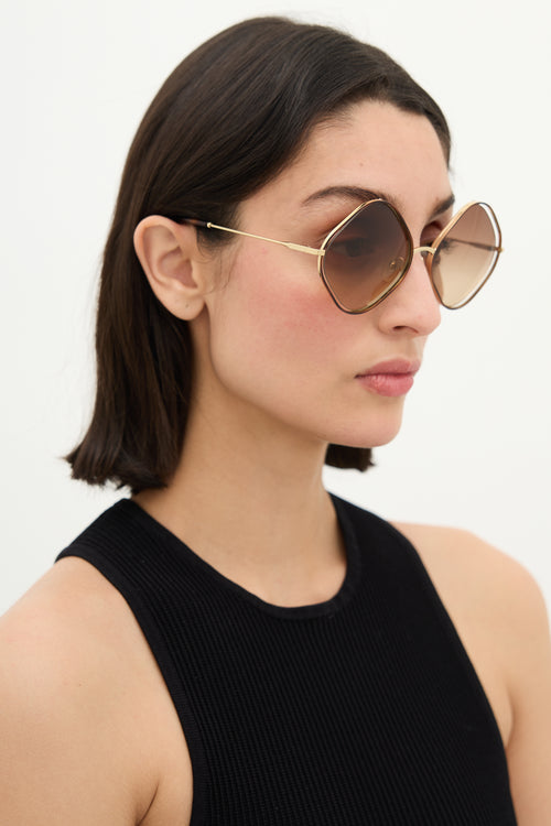  Gold Brown Sunglasses