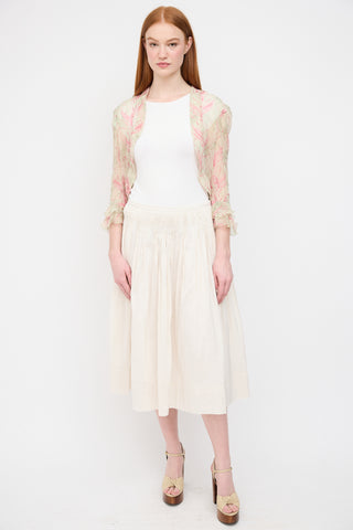 Chloé Green 
Pink Silk Floral Cardigan