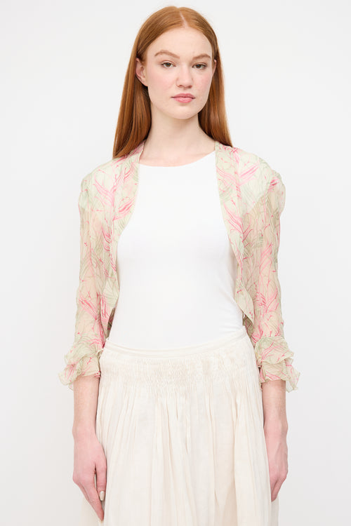 Chloé Green 
Pink Silk Floral Cardigan