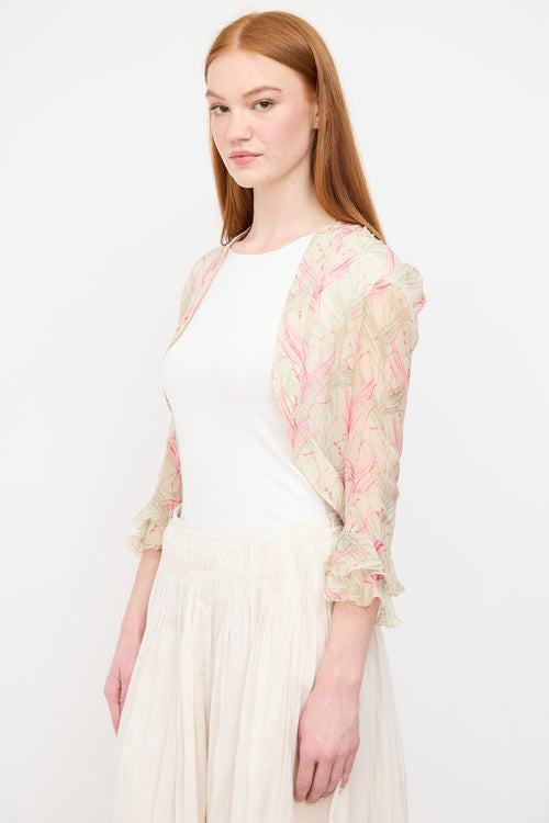 Chloé Green 
Pink Silk Floral Cardigan