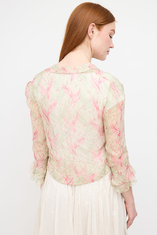 Chloé Green 
Pink Silk Floral Cardigan